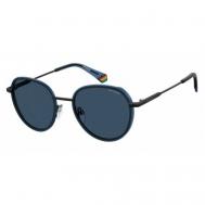 Солнцезащитные очки , круглые, оправа: металл, поляризационные, синий Polaroid