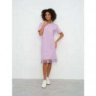 Платье-футболка , хлопок, полуприлегающее, миди, размер XS, фиолетовый LET'SFLY