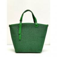 Сумка  шоппер , фактура плетеная, зеленый Steffalini