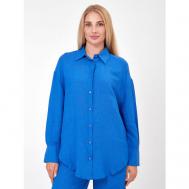 Рубашка , повседневный стиль, прямой силуэт, без карманов, однотонная, размер 42, синий Shade