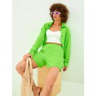 Костюм, рубашка и брюки, классический стиль, свободный силуэт, пояс на резинке, карманы, размер 46-48, зеленый GRACEFUL TRAP