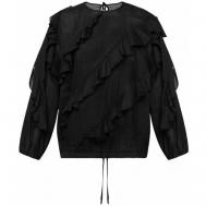 Блуза  , классический стиль, длинный рукав, размер 46, черный Hache