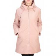 Куртка  демисезонная, средней длины, силуэт полуприлегающий, капюшон, карманы, размер 58, розовый Фабричный Китай