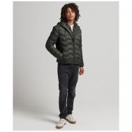 куртка , демисезон/зима, силуэт прилегающий, карманы, несъемный капюшон, утепленная, стеганая, размер M (48), мультиколор Superdry