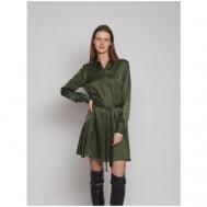 Платье-рубашка , в классическом стиле, мини, размер XL, зеленый ZOLLA