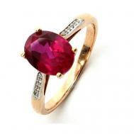 Кольцо , красное золото, 585 проба, рубин, фианит, размер 17, красный DIAMOND PRIME