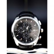 Наручные часы Часы наручные кварцевые с числом и секундомером, кожаные ремешок, подарок мужчине, черный Mivo-World