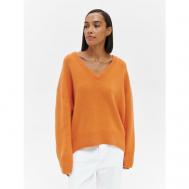 Пуловер , кашемир, длинный рукав, оверсайз, без карманов, трикотаж, размер XS/S, оранжевый Monncashmere