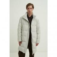 Пальто  зимнее, силуэт прямой, капюшон, стеганое, размер S, серый Finn Flare
