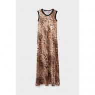 Платье , атлас, полуприлегающее, миди, размер 42, коричневый alpe cashmere