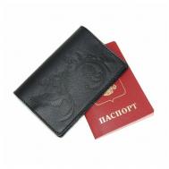 Обложка для паспорта , натуральная кожа, черный Kalinovskaya