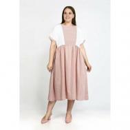 Платье , размер 50, бежевый, розовый Bianka Modeno