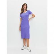 Платье-футболка , хлопок, прямой силуэт, миди, размер 44/170, фиолетовый Zavi