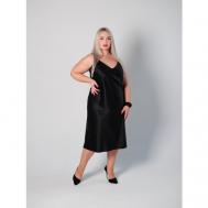 Платье-комбинация , трапециевидный силуэт, миди, размер 56-58, черный M.A+