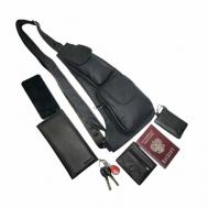 Рюкзак  слинг  3023, натуральная кожа, внутренний карман, черный TC&Q-the territory of comfort and quality