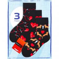 Носки , 3 пары, размер 39-41, красный, черный, оранжевый Мачо