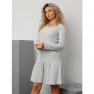 Платье-футболка хлопок, повседневное, классическое, свободный силуэт, до колена, размер 54, серый Melano