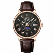 Наручные часы  Часы кварцевые мужские  908 наручные с черным циферблатом, черный, коричневый Poedagar