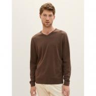 Пуловер , длинный рукав, силуэт прямой, средней длины, размер XXL, коричневый Tom Tailor