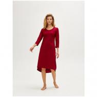 Платье  удлиненное, укороченный рукав, трикотажная, размер XL, бордовый Ihomewear