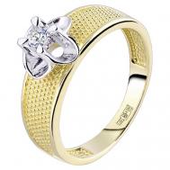 Кольцо , желтое золото, 585 проба, бриллиант, размер 17.5, бесцветный Юверос