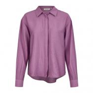 Блуза  , прямой силуэт, длинный рукав, однотонная, размер XL, фиолетовый Broadway
