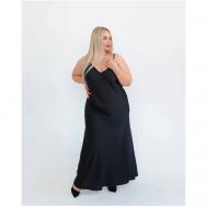 Платье-комбинация , трапециевидный силуэт, макси, размер 60-62, черный M.A+