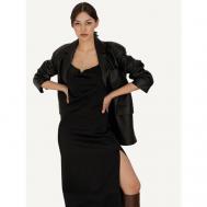 Платье-комбинация , вискоза, в бельевом стиле, размер 42, черный IRINA YUZIFOVICH
