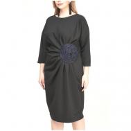Платье , вечернее, полуприлегающее, миди, размер 52, синий, черный OLSI