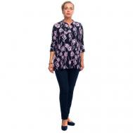 Блуза  , повседневный стиль, полуприлегающий силуэт, укороченный рукав, флористический принт, размер 52, фиолетовый OLSI