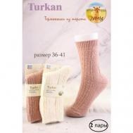 Носки , 2 пары, размер 36/41, белый, розовый Turkan