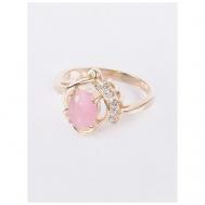 Кольцо помолвочное , фианит, кошачий глаз, размер 18, розовый Lotus Jewelry
