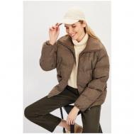 Куртка  , демисезон/зима, средней длины, силуэт свободный, без капюшона, подкладка, утепленная, водонепроницаемая, ветрозащитная, карманы, размер 46, серый Baon