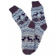 Носки  унисекс , 1 пара, классические, вязаные, на 23 февраля, на Новый год, размер 41-44, коричневый, серый Рассказовские носки