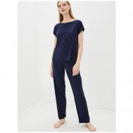 Пижама , короткий рукав, пояс на резинке, размер M, синий Luisa Moretti