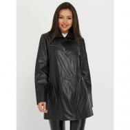 Кожаная куртка   демисезонная, средней длины, оверсайз, капюшон, размер XL, черный Este'e exclusive Fur&Leather