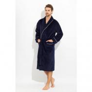 Халат , длинный рукав, пояс/ремень, банный халат, карманы, размер 66, синий Нет бренда