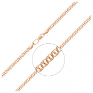 Браслет-цепочка PLATINA, красное золото, 585 проба, длина 22 см. PLATINA Jewelry