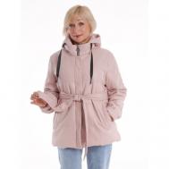 куртка  , демисезон/зима, средней длины, силуэт свободный, карманы, размер 56, розовый MODTEX
