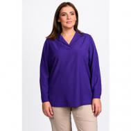 Блуза  , повседневный стиль, прямой силуэт, длинный рукав, однотонная, размер 54, фиолетовый Svesta