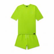 Пижама , шорты, футболка, размер OVERSIZE SMALL, зеленый MORФEUS