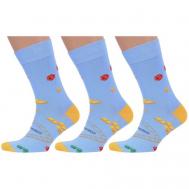Мужские носки , 3 пары, классические, размер 29 (44-46), голубой MoscowSocksClub