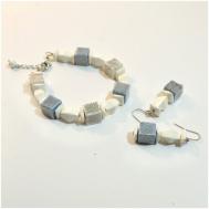 Комплект бижутерии : браслет, серьги, размер браслета 18 см., белый Tularmodel