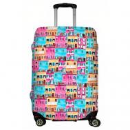 Чехол для чемодана , размер M, розовый, голубой LeJoy