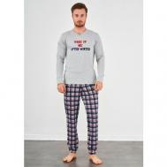 Пижама , карманы, трикотажная, размер 54, серый, синий Relax Mode