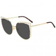 Солнцезащитные очки , круглые, оправа: металл, для женщин, золотой Carolina Herrera