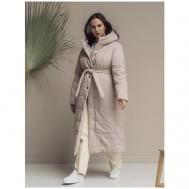 Пальто   зимнее, силуэт прямой, удлиненное, размер 48, бежевый Modress