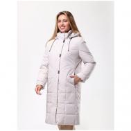 Куртка   Arina, демисезон/зима, удлиненная, силуэт прямой, капюшон, карманы, размер 42, бежевый Maritta