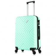 Умный чемодан  New Delhi, ABS-пластик, пластик, жесткое дно, 61 л, размер M, зеленый, голубой L'Case