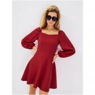 Платье с запахом , креп, прилегающее, мини, размер 44, красный UNIQUE Style
